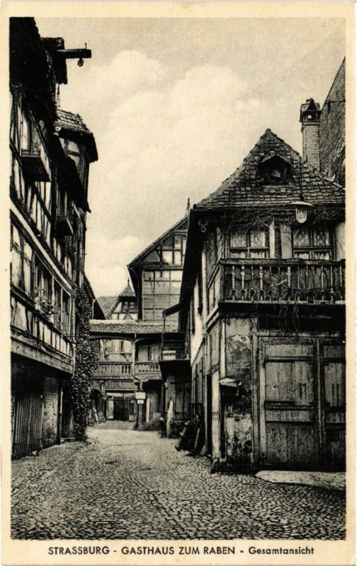 Carte postale ancienne Strassburg - Gasthaus zum Raben - Gesamtansicht