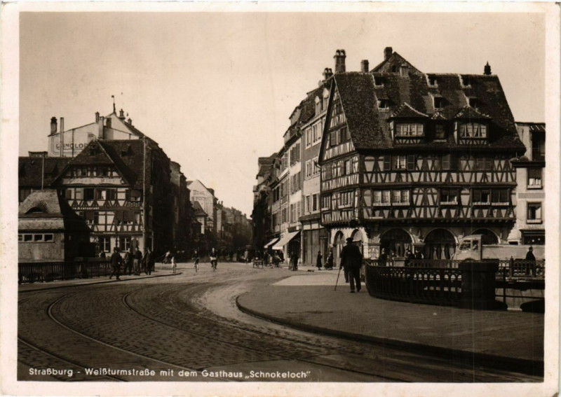 Carte postale ancienne Strassburg-Weissturmstrasse mit dem Gasthaus Schnokeloch