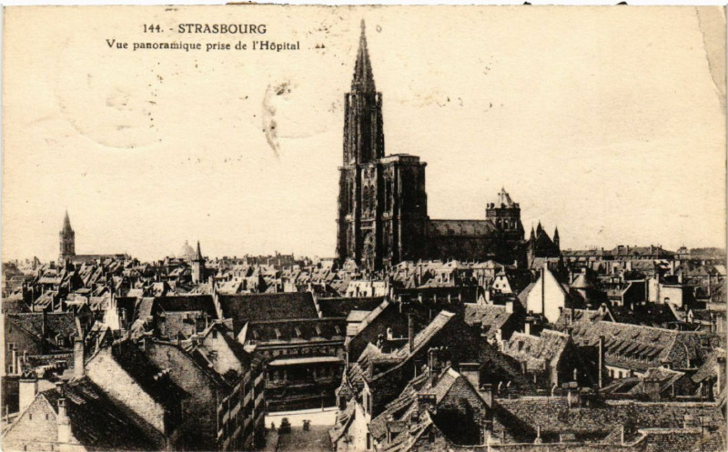 Carte postale ancienne Strassburg-Vue panoramique prise de l'Hopital