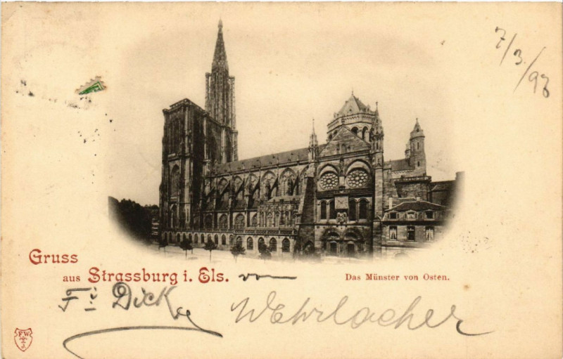 Carte postale ancienne Gruss aus Strassburg à Russ