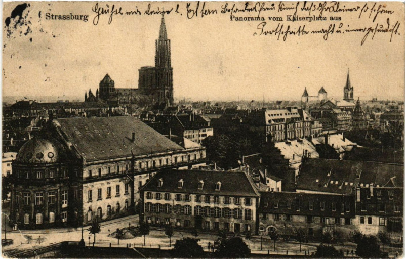 Carte postale ancienne Strassburg-Panorama vom Kaiserplatz aus