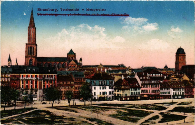 Carte postale ancienne Strassburg-Totalansicht v.Metzgerplatz