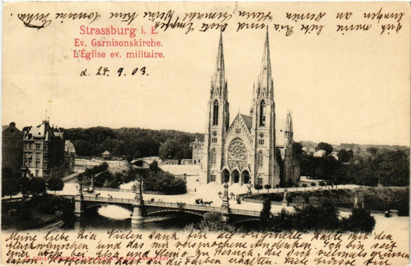 Carte postale ancienne Strassburg-L'Eglise ev.militaire