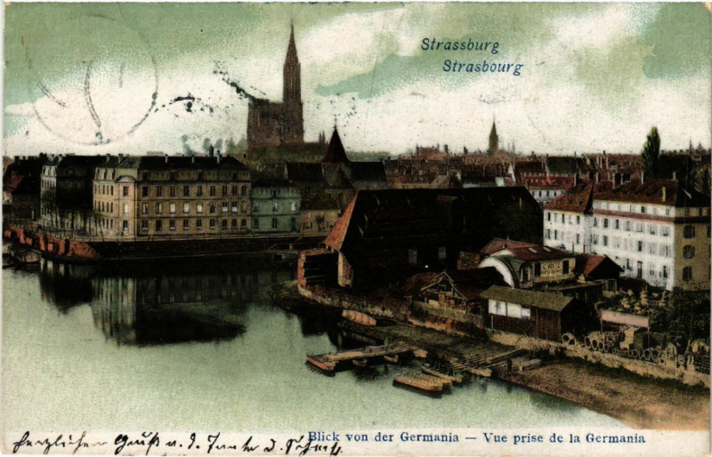 Carte postale ancienne Strassburg-Vue prise de la Germania