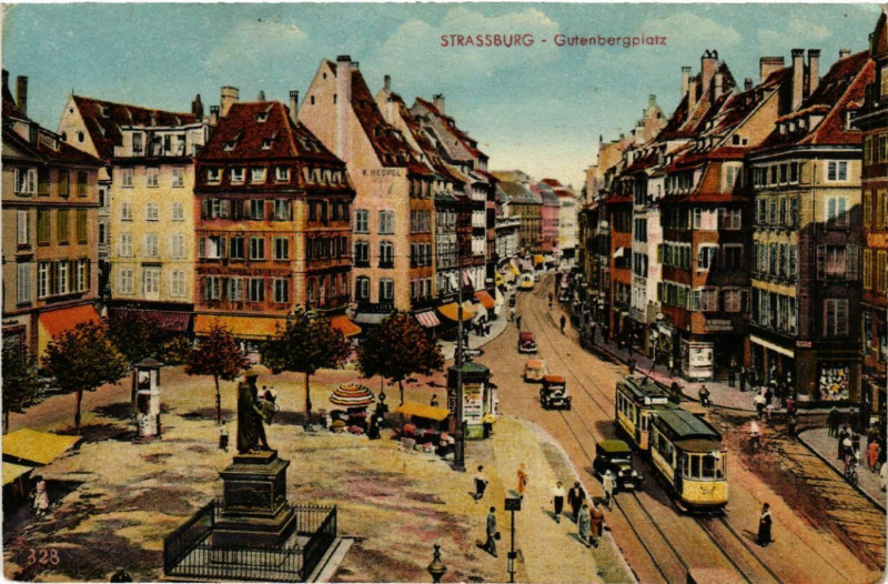 Carte postale ancienne Strassburg-Gutenbergplatz à Berg