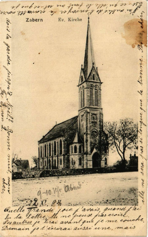 Carte postale ancienne Zabern - Ev. Kirche