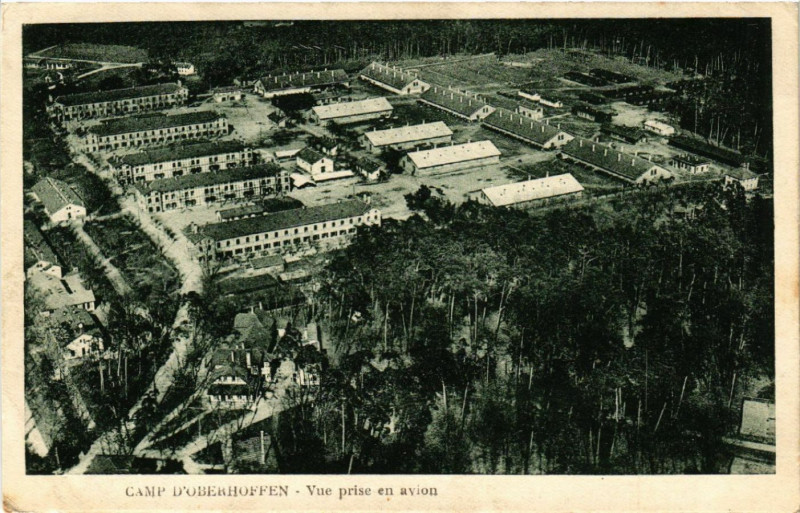 Carte postale ancienne Camp d'Oberhoffen-Vue prise en avion à Hoffen