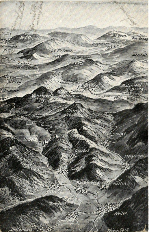 Carte postale ancienne Das Shlachtfeld in den Vogesen - Grezgeblet b. Saales à Saales