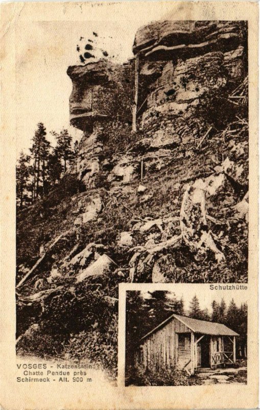 Carte postale ancienne Vosges - Katzenstein - Chatte Pendue pres Schirmeck - Alt 900 m à Schirmeck