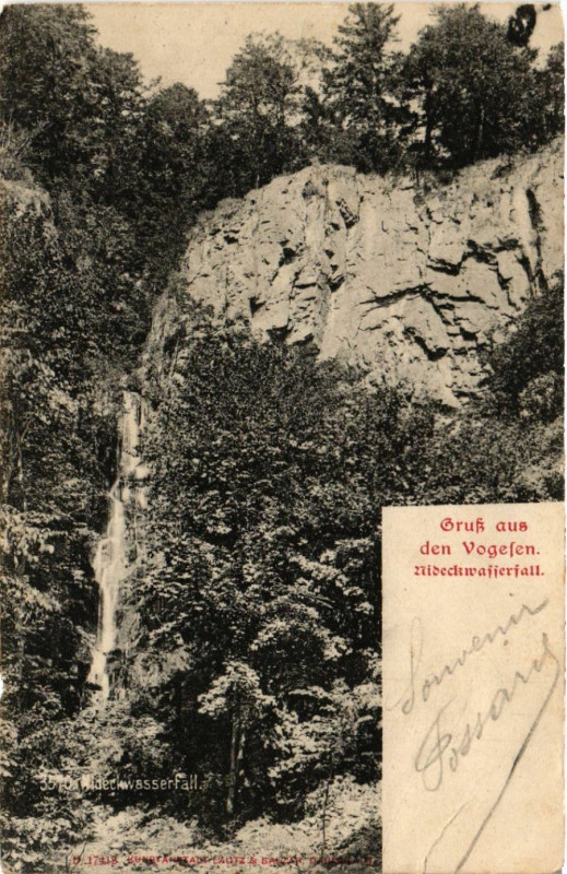 Carte postale ancienne Gruss aus den Vogesen Nidechwafféefall à Russ