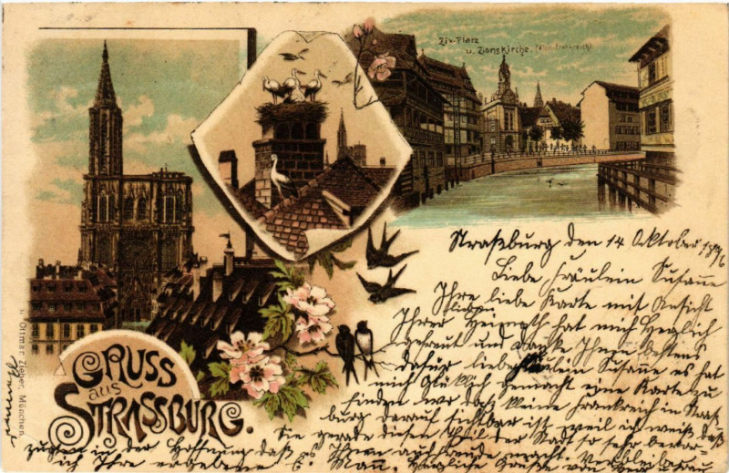 Carte postale ancienne Strasbourg - Strassburg - Zix-Platz u. Zionskirche - Munster à Strasbourg