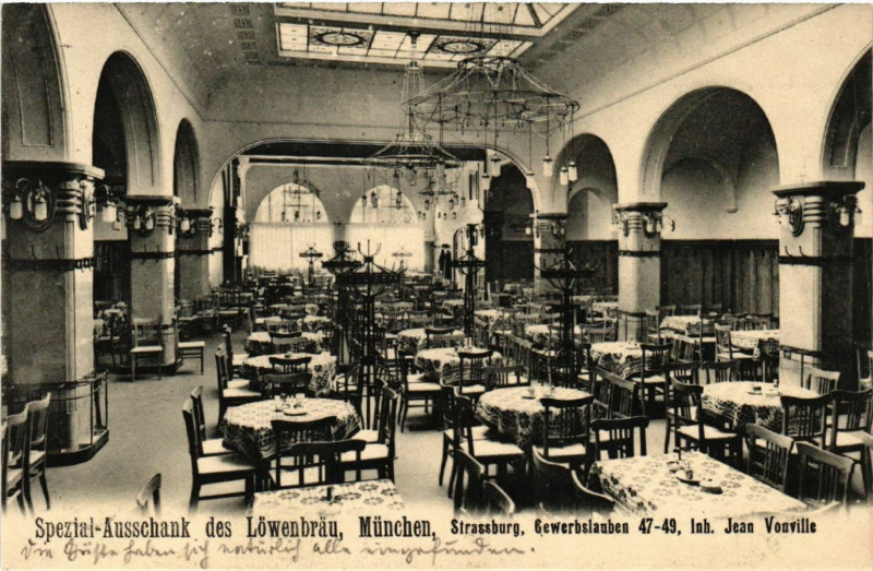 Carte postale ancienne Strasbourg - Strassburg - Spezial-Ausschank des Lowenbrau à Strasbourg