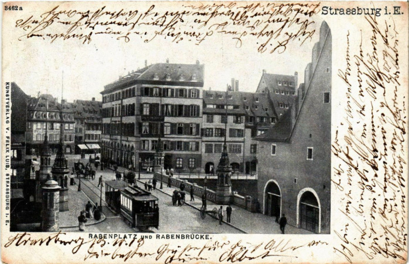 Carte postale ancienne Strasbourg - Strassburg - Rabenplatz und Rabenbrucke à Strasbourg