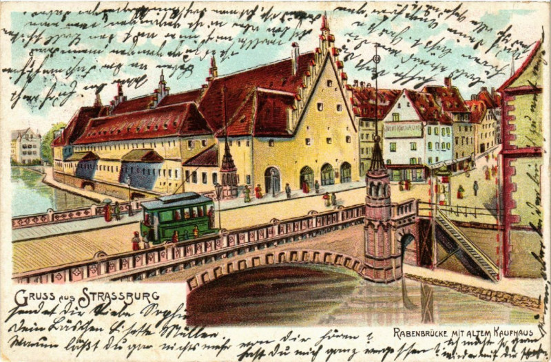 Carte postale ancienne Strasbourg - Strassburg - Rabenbrucke Mit Altem Kaufhaus à Strasbourg