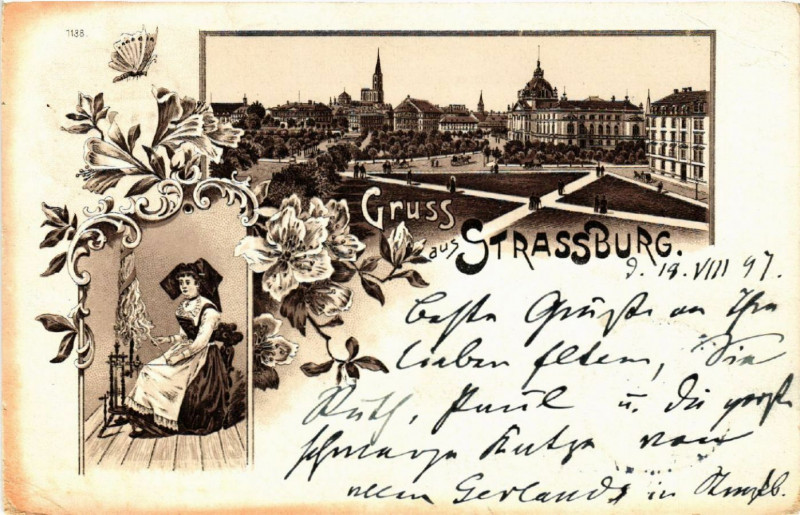Carte postale ancienne Strasbourg - Strassburg - Place Scene à Strasbourg