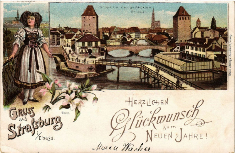 Carte postale ancienne Strasbourg - Strassburg - Parthie b. den gedeckten Brucken à Strasbourg