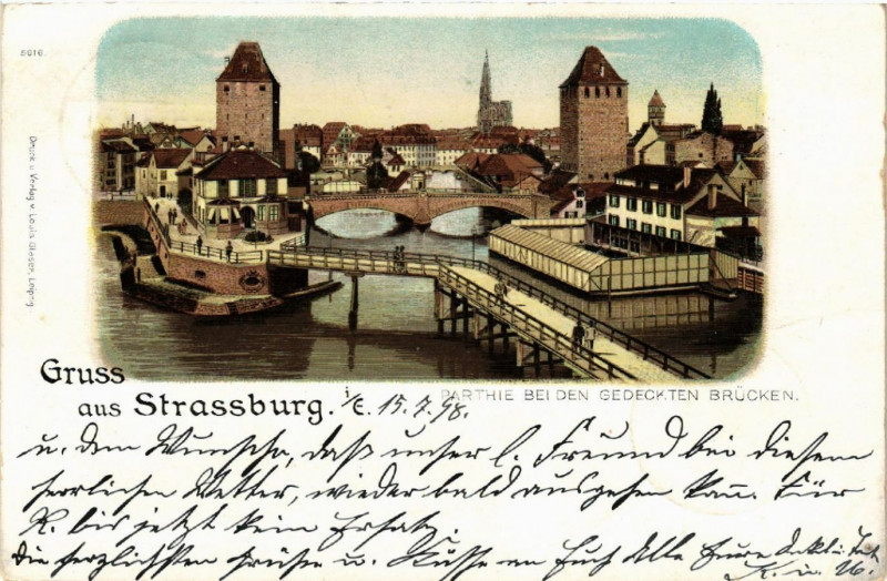Carte postale ancienne Strasbourg - Strassburg - Parthie b. Den Gedeckten Brucken à Strasbourg
