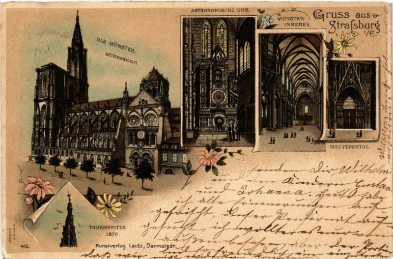 Carte postale ancienne Strasbourg - Strassburg - Munster - Uhr - Inneres - Hauptportal à Strasbourg