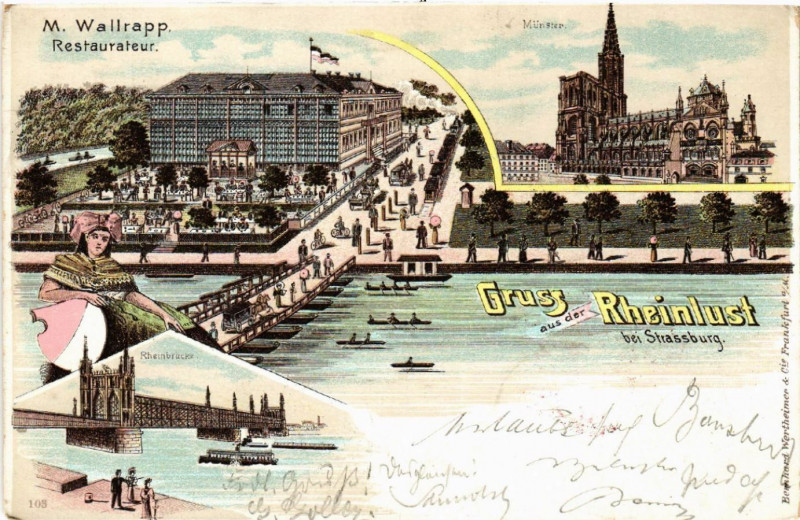 Carte postale ancienne Strasbourg - Strassburg - M. Wallrapp Restaurateur - Scenes à Strasbourg