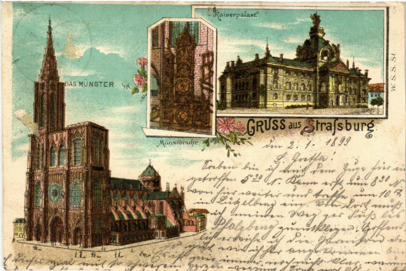 Carte postale ancienne Strasbourg Strassburg Kaiserpalast Cathedrale Das Munster à Strasbourg