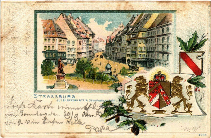 Carte postale ancienne Strasbourg - Strassburg - Gutenbergplatz à Strasbourg