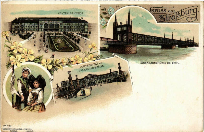 Carte postale ancienne Strasbourg Strassburg Gare Centralbahnhof Eisenbahnbrucke à Strasbourg