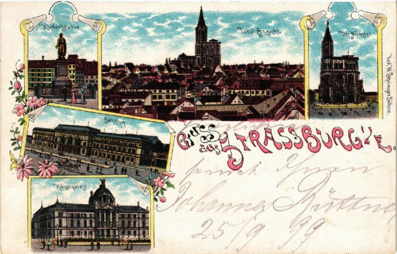 Carte postale ancienne Strasbourg Strassburg Gare Bahnhof Total Ansicht Scenes à Strasbourg