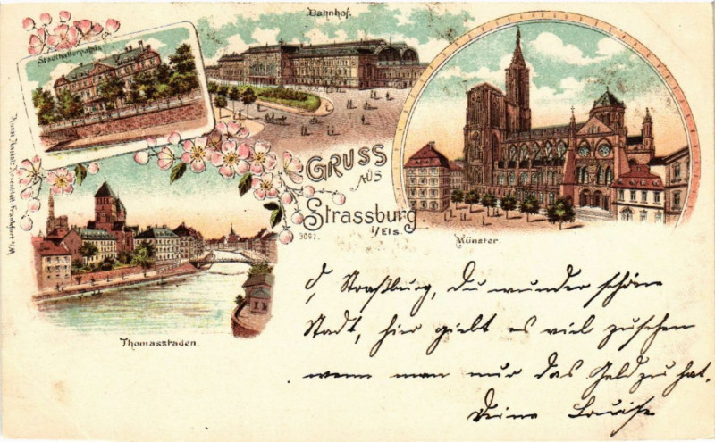 Carte postale ancienne Strasbourg - Strassburg - Gare - Bahnhof - Stadthalterpalais à Strasbourg