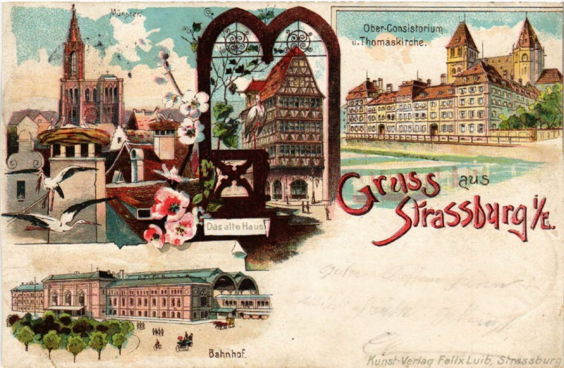 Carte postale ancienne Strasbourg - Strassburg - Gare - Bahnhof - Ober-Consistorium à Strasbourg