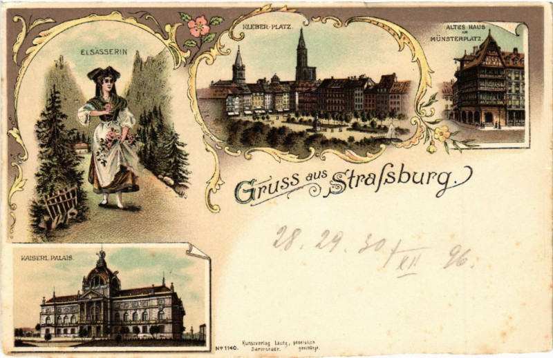 Carte postale ancienne Strasbourg - Strassburg - Elsasserin - Kleber-Platz - Scenes à Strasbourg