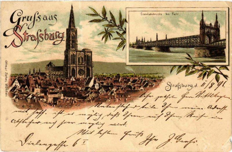 Carte postale ancienne Strasbourg - Strassburg - Eisenbahnbrucke b. Kehl - Vue à Strasbourg