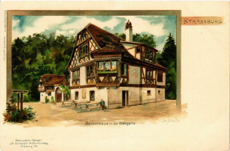 Carte postale ancienne Strasbourg - Strassburg - Bauernhaus in der Orangerie à Strasbourg