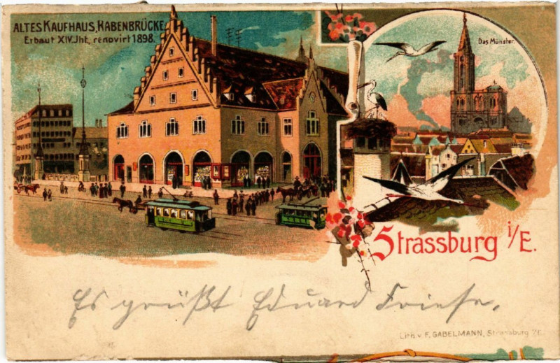 Carte postale ancienne Strasbourg Strassburg Altes Kaufhaus Rabenbrucke Munster à Strasbourg