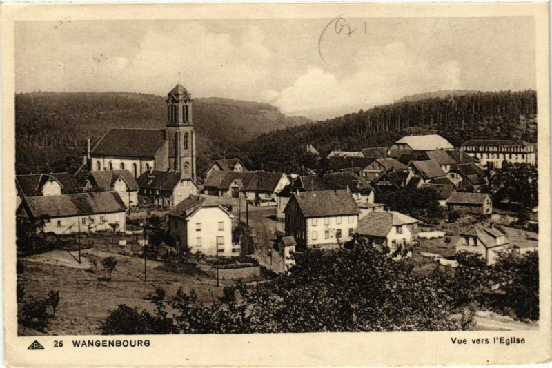 Carte postale ancienne Wangenbourg - Vue vers l'Eglise à Wangen