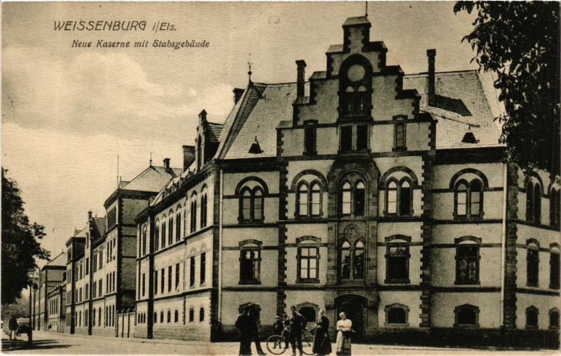 Carte postale ancienne Weissenburg - Neue Kaserne mit Stabsgebunde