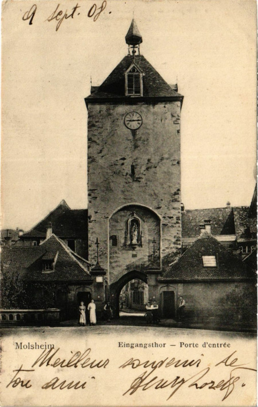 Carte postale ancienne Molsheim - Eingagsthor - Porte d'Entrée à Molsheim