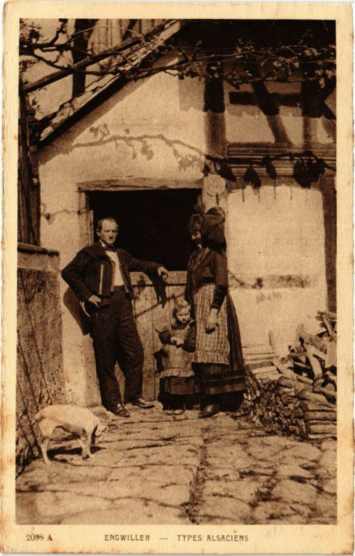 Carte postale ancienne Engwiller - Types Alsacines à Engwiller