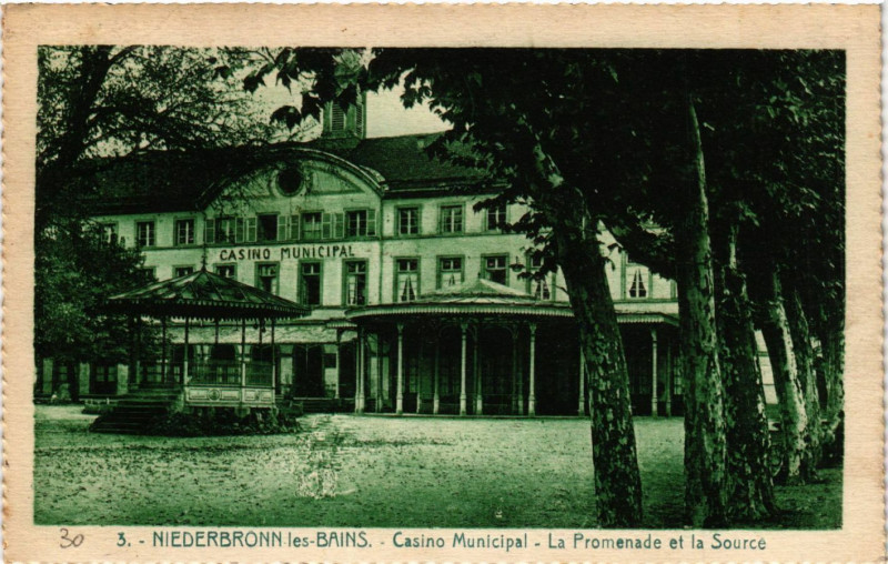Carte postale ancienne Niederbronn-les-Bains Casino Municipal La Promenade et la Sourc à Niederbronn-les-Bains