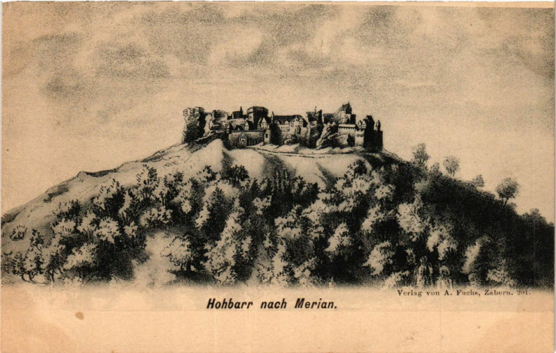 Carte postale ancienne Hochbarr nach Merian à Barr
