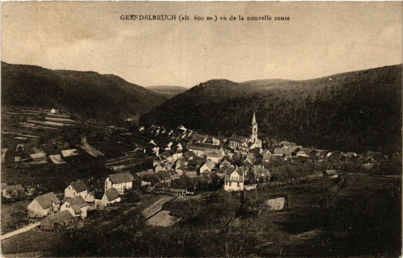 Carte postale ancienne Grendelbruch vu de la nouvelle route à Grendelbruch