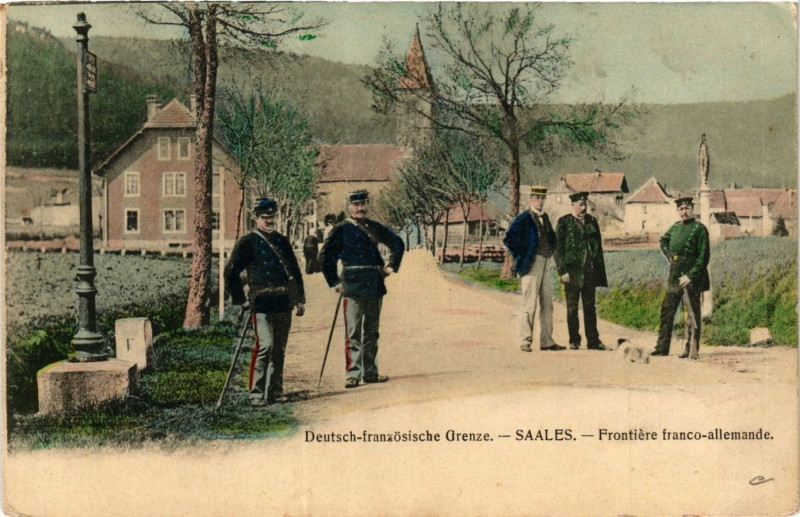 Carte postale ancienne Deutsch Französische Grenze Saales Frontiere franco-allemande à Saales