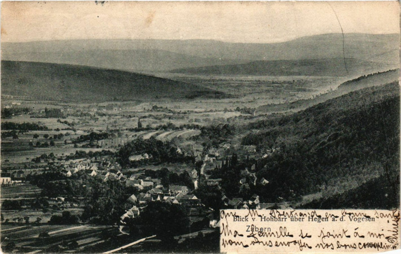 Carte postale ancienne Blick von Gogbarr uber Hegen Vogesen à Barr