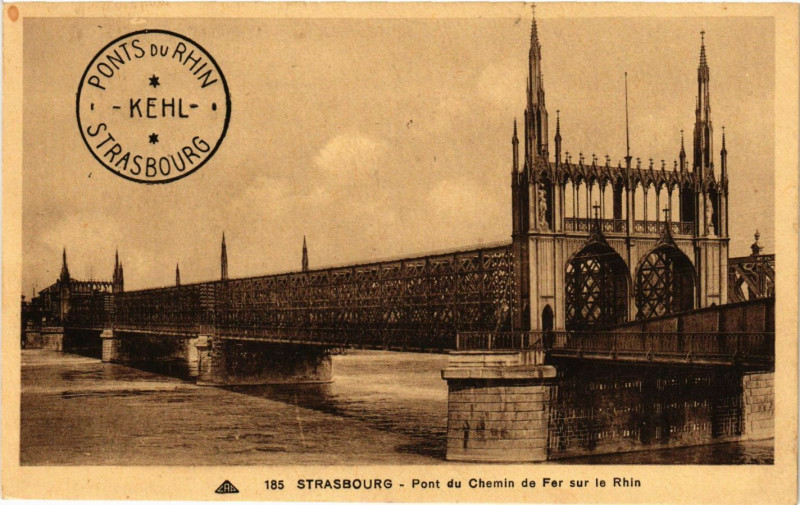 Carte postale ancienne Strasbourg - Pont du chemin de fer à Strasbourg