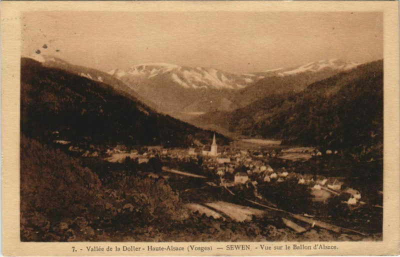 Carte postale ancienne Vallée de la Doller Haute Alsace Sewen Vue sur le Ballon d'Alsace à Sewen