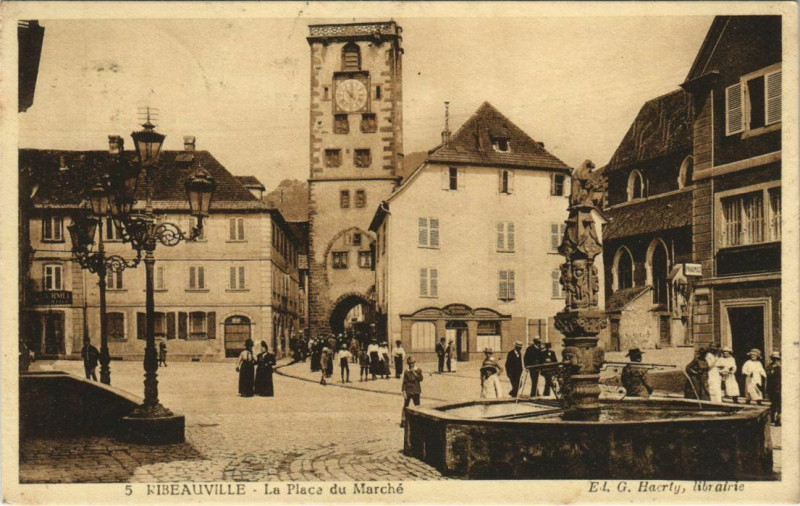 Carte postale ancienne Ribeauville La Place du Marché à Ribeauvillé