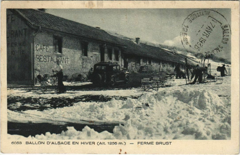 Carte postale ancienne Ballon d'Alsace en hiver Ferme Brust