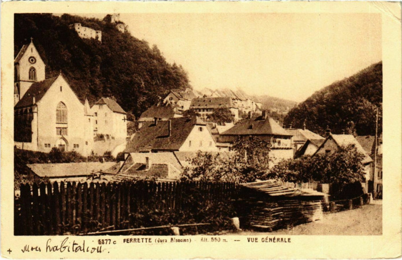 Carte postale ancienne Ferrette vue generale à Ferrette