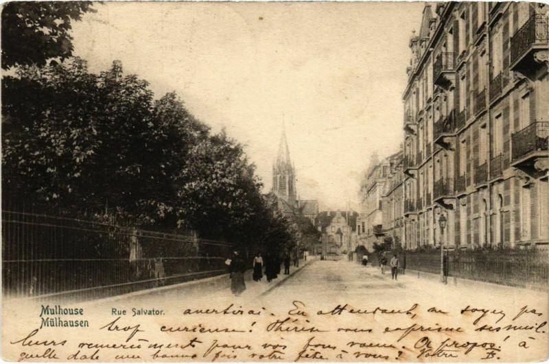 Carte postale ancienne Mulhouse Rue Salvator à Mulhouse