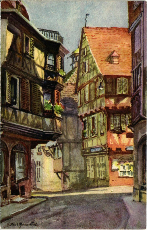 Carte postale ancienne Colmar Rue des Marchands à Colmar