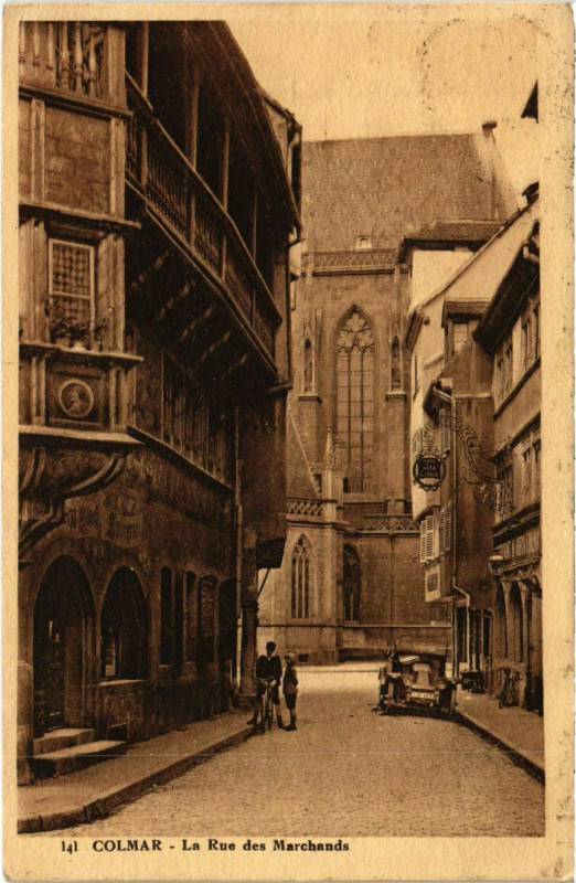 Carte postale ancienne Colmar La Rue des Marchands à Colmar